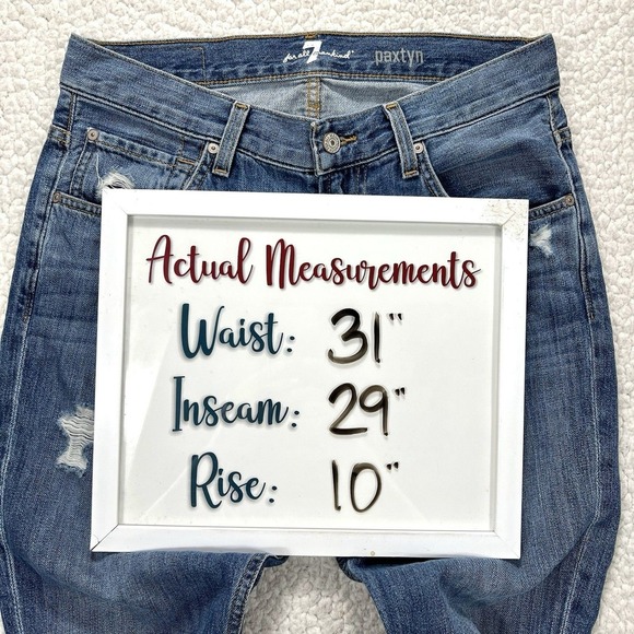 7 For All Mankind Paxtyn Men's Jeans 31x29 Slim Skinny Distressed Denim Grunge - Picture 15 of 15